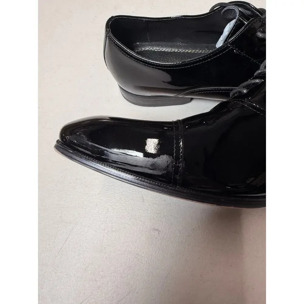 Florsheim Tux Oxford Men Size 13 Black Patent Leather Plain Toe Shoes